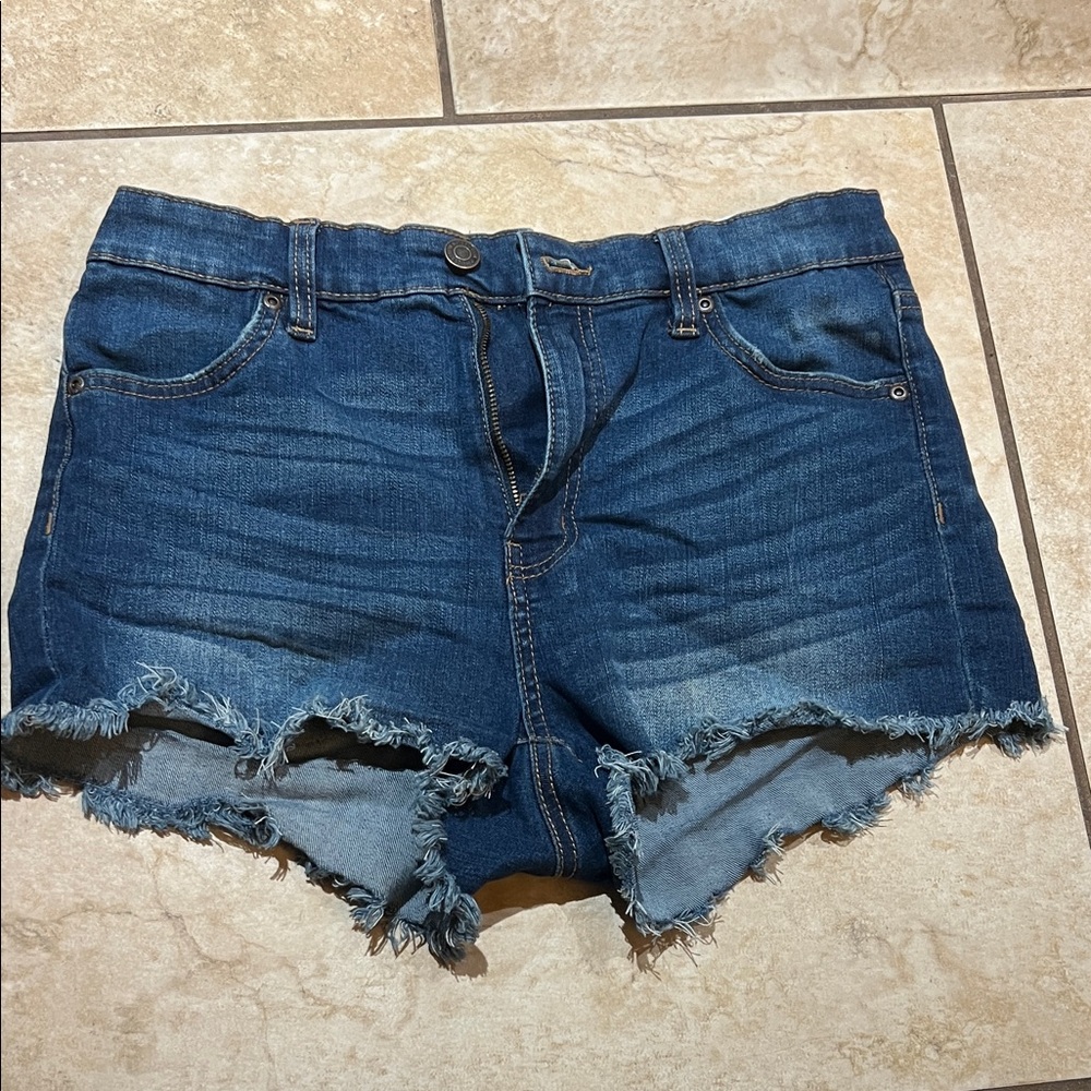 Bluenotes Dark Blue Frayed Jean Shorts